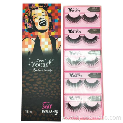 High Quality Hand Made Human Hair Eyelashes False Eyelash Private Label Packaging Fake Eyelash 10 Pairs